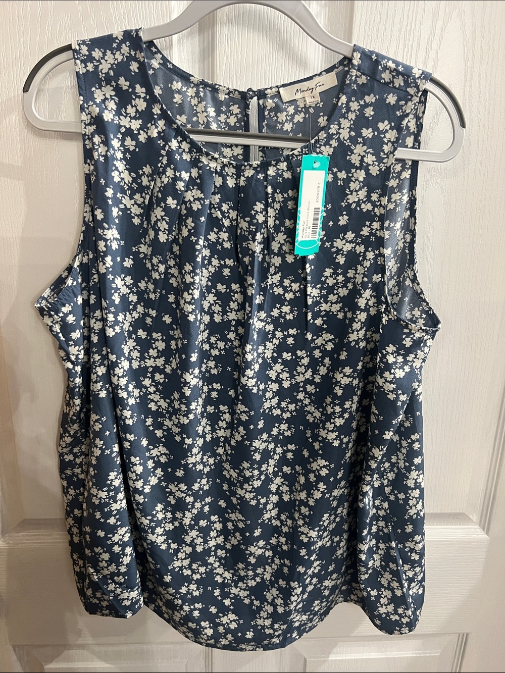 Monteau Navy Blue Floral Sleeveless Top